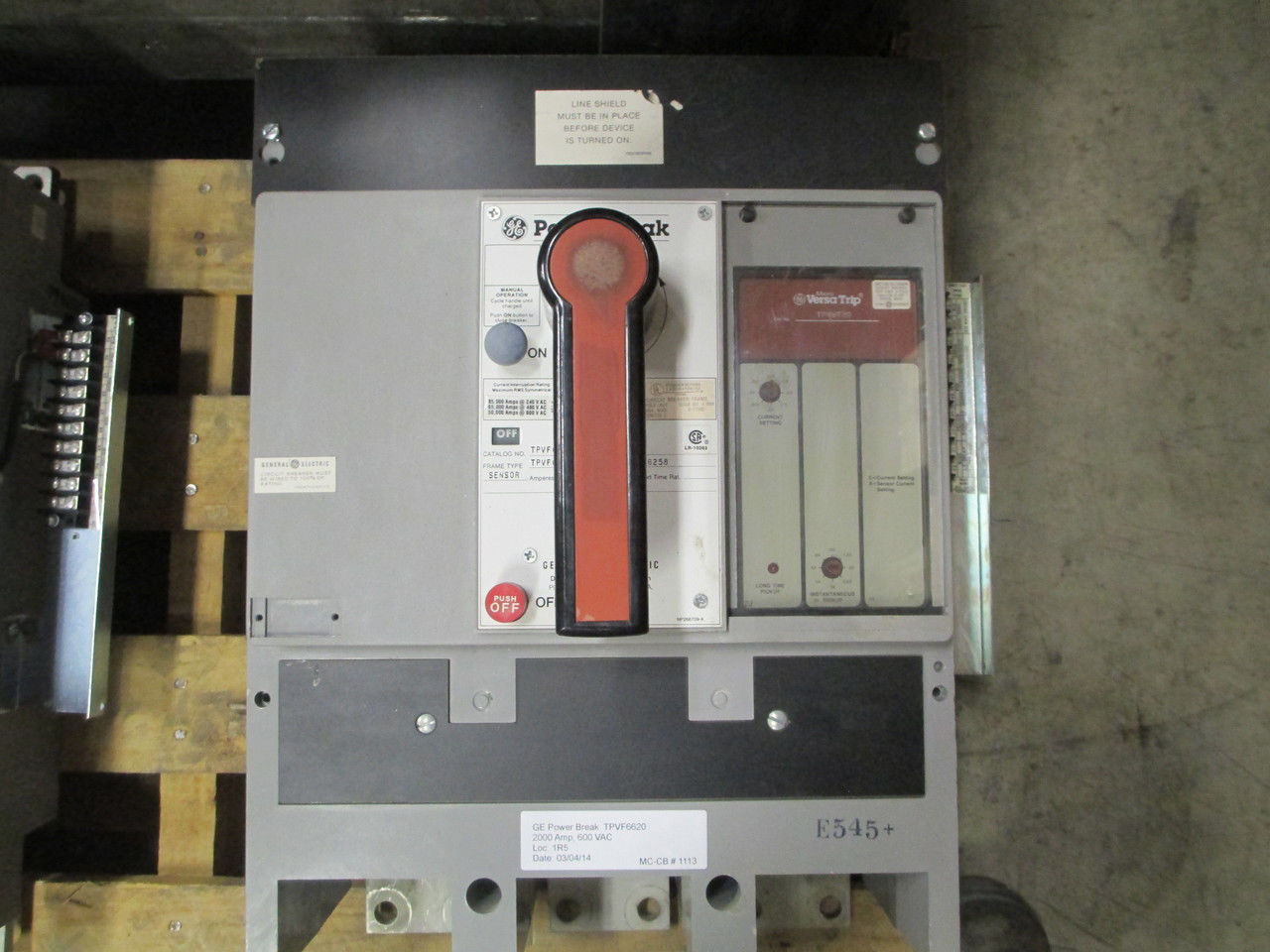 Picture of TPVF6620 GE Power Break Breaker 2000 Amp 600 VAC M/O