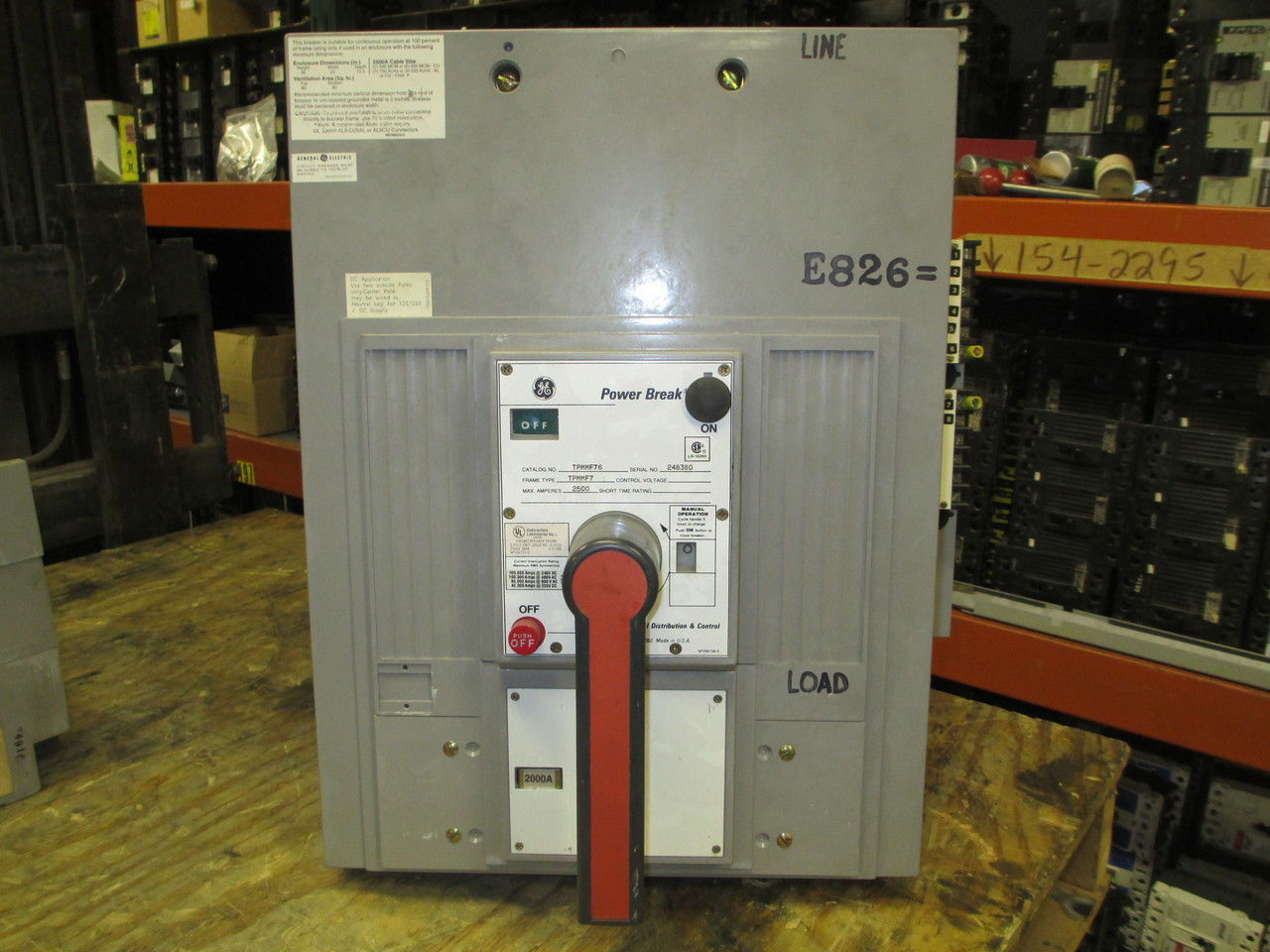 Picture of TPMMF76 GE Power Break Breaker 2500 Amp 600 VAC M/O