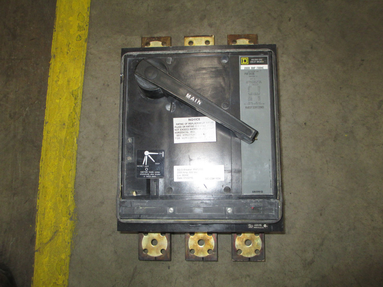 Picture of PHF2036 Square D Breaker 2000 Amp 600 VAC M/O F/M