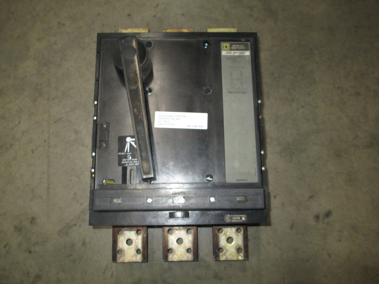 Picture of PHF2036 Square D Breaker 2000 Amp 600 VAC M/O F/M