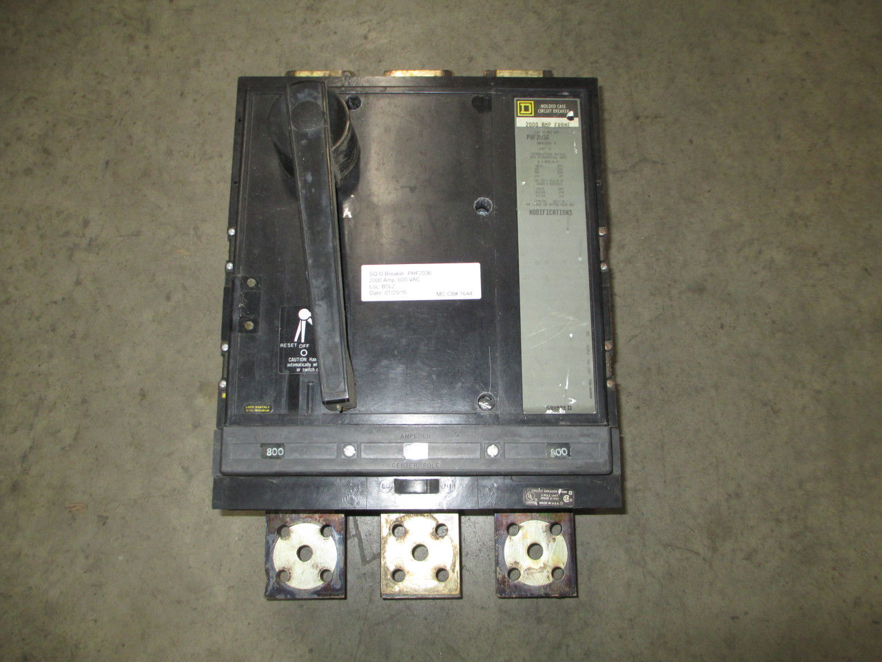 Picture of PHF2036 Square D Breaker 2000 Amp 600 VAC M/O F/M