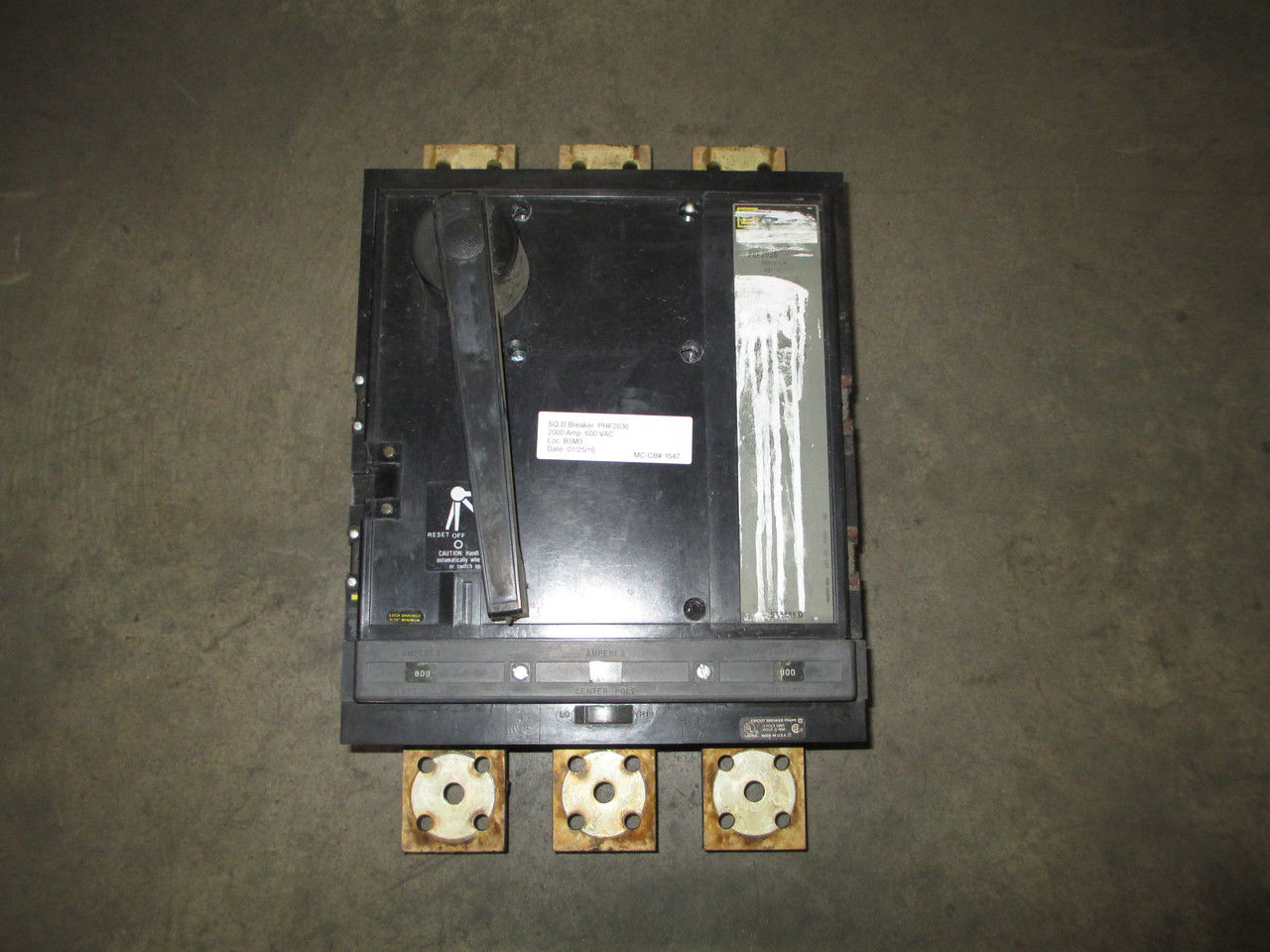 Picture of PHF2036 Square D Breaker 2000 Amp 600 VAC M/O F/M