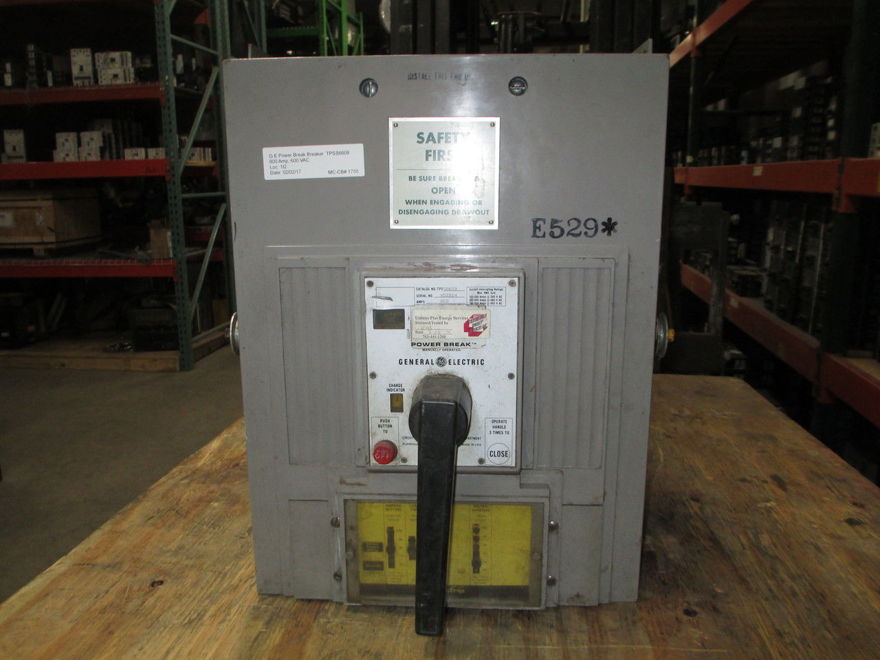 Picture of TPSS6608 GE Power Break Breaker 800 Amp 600 VAC M/O D/O