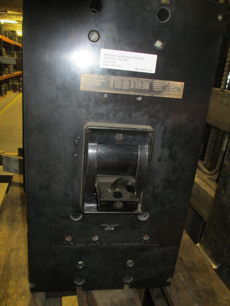 Picture of PB32500F Westinghouse Breaker 2500 Amp 600 VAC