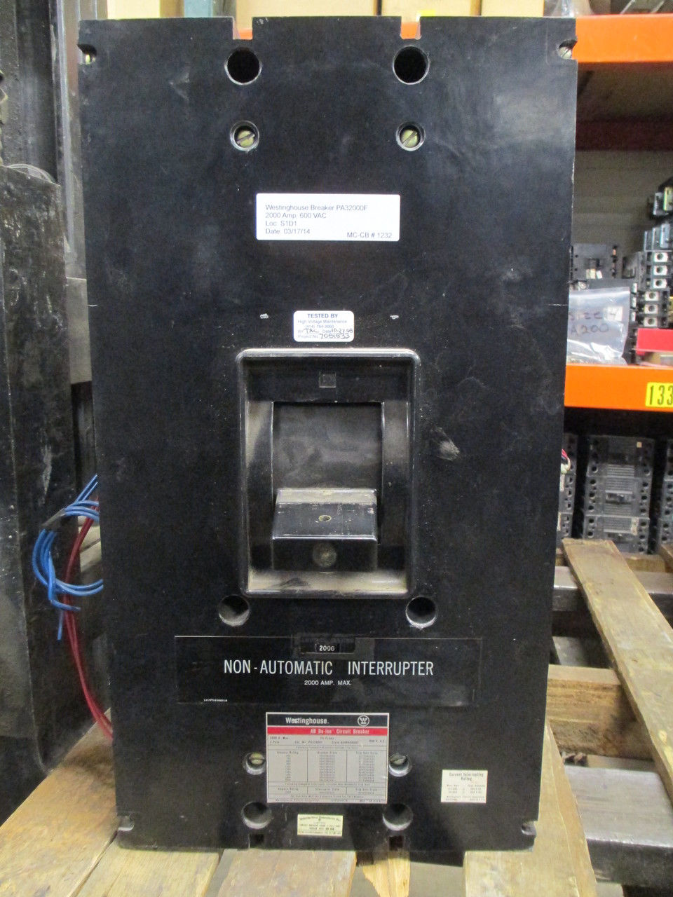 Picture of PA32000F Westinghouse Breaker (NON-AUTO) 2000 Amp 600 VAC