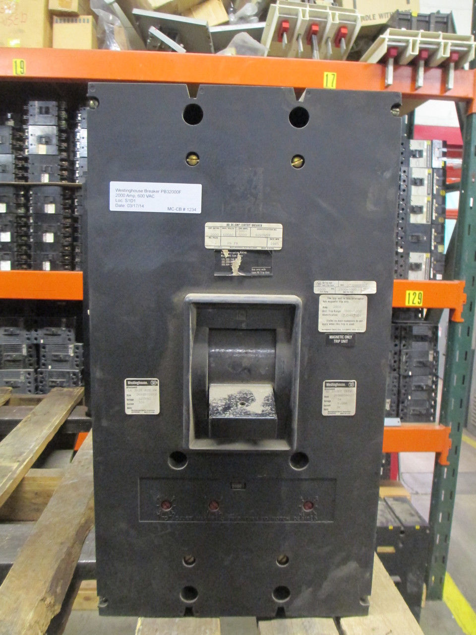 Picture of PB32000F Westinghouse Breaker (MCP) 2000 Amp 600 VAC