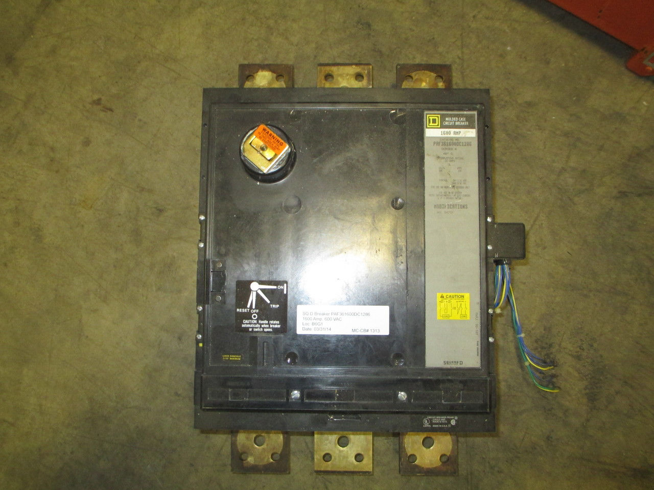 Picture of PAF361600DC1286 Square D Breaker 1600 Amp 500 VDC