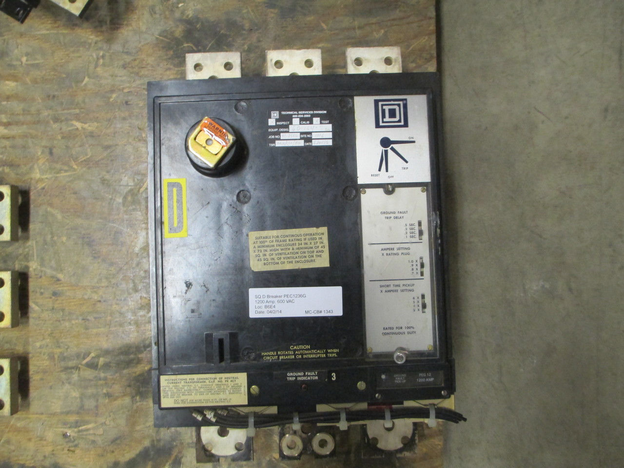 Picture of PEC1236G Square D Breaker 1200 Amp 600 VAC