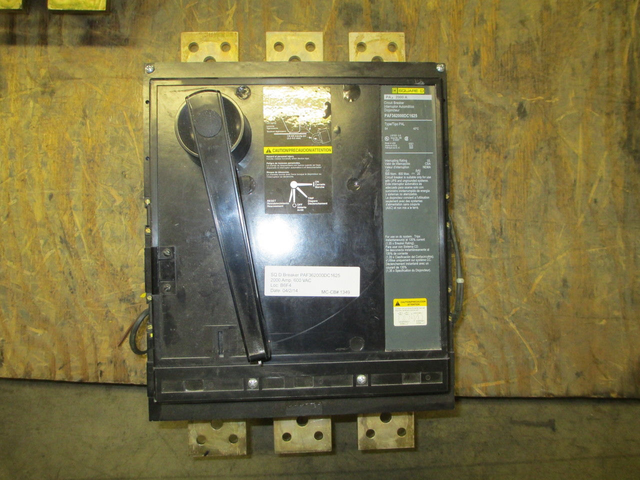 Picture of PAF362000DC1625 Square D Breaker 2000 Amp 500 VDC