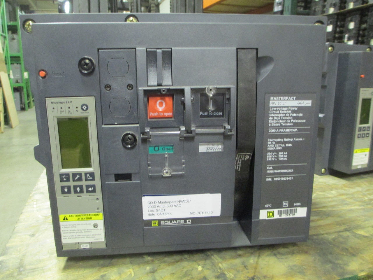 Picture of Square D Masterpact NW20L1 Circuit Breaker 2000 Amp 600 VAC M/O D/O Tested