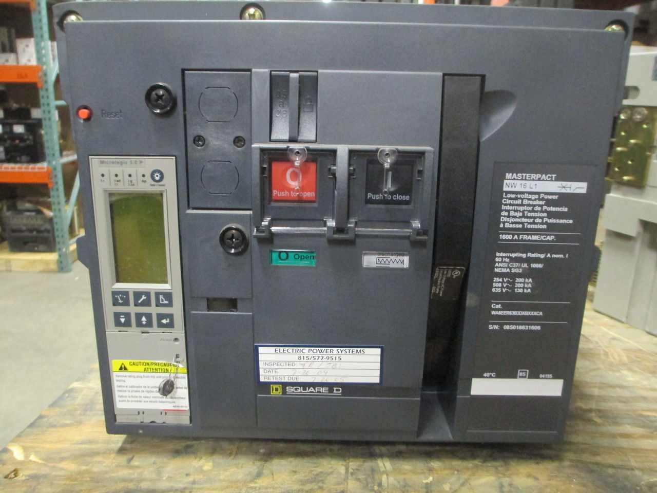 Picture of Square D Masterpact NW16L1 Circuit Breaker 1600 Amp 600 VAC M/O D/O