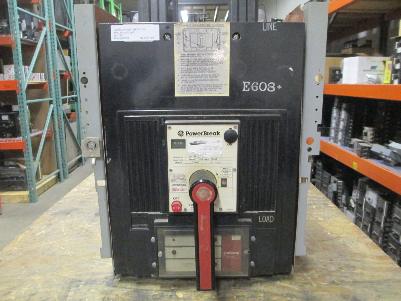 Picture of THCVF7616 GE Power Break Breaker 1600 Amp 600 VAC M/O D/O