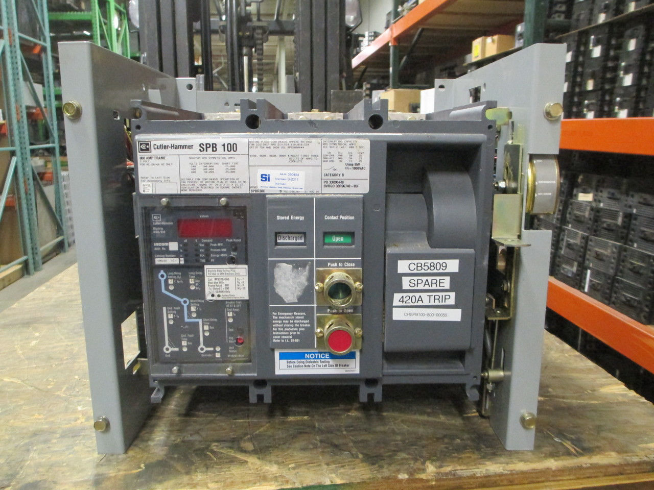 Picture of SPB100 Cutler-Hammer/Westinghouse Breaker 800 Amp 600 VAC M/O D/O