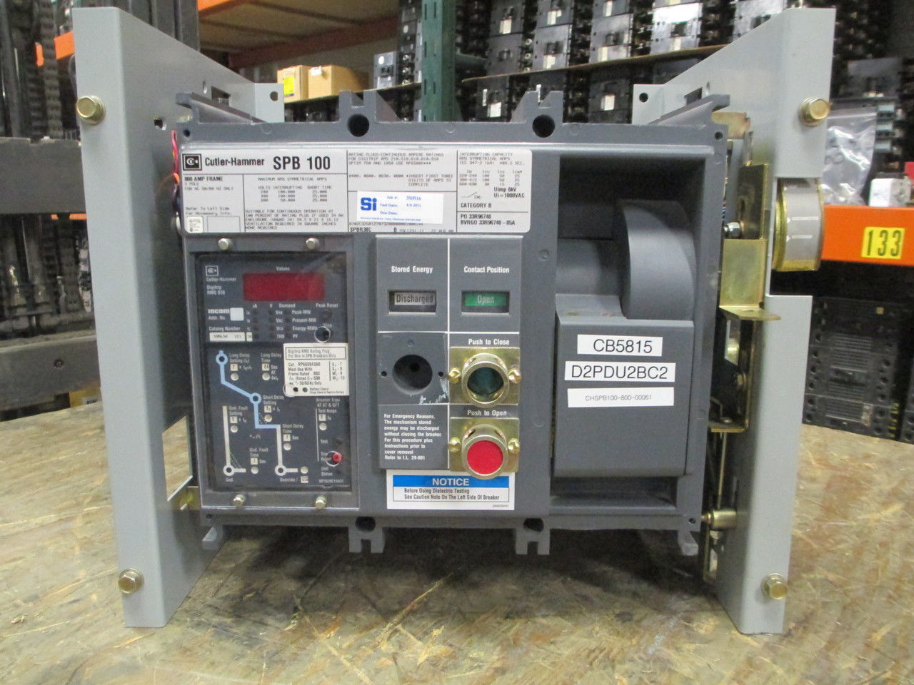 Picture of SPB100 Cutler-Hammer/Westinghouse Breaker 800 Amp 600 VAC M/O D/O