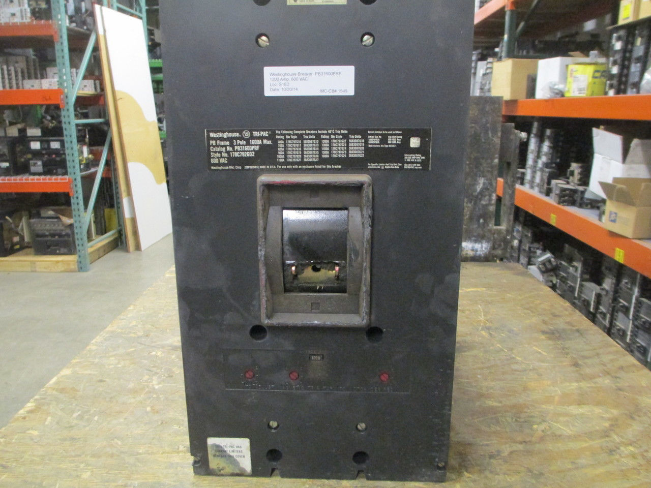 Picture of PB31600PRF Westinghouse Tri-Pac Breaker 1200 Amp 600 VAC M/O F/M