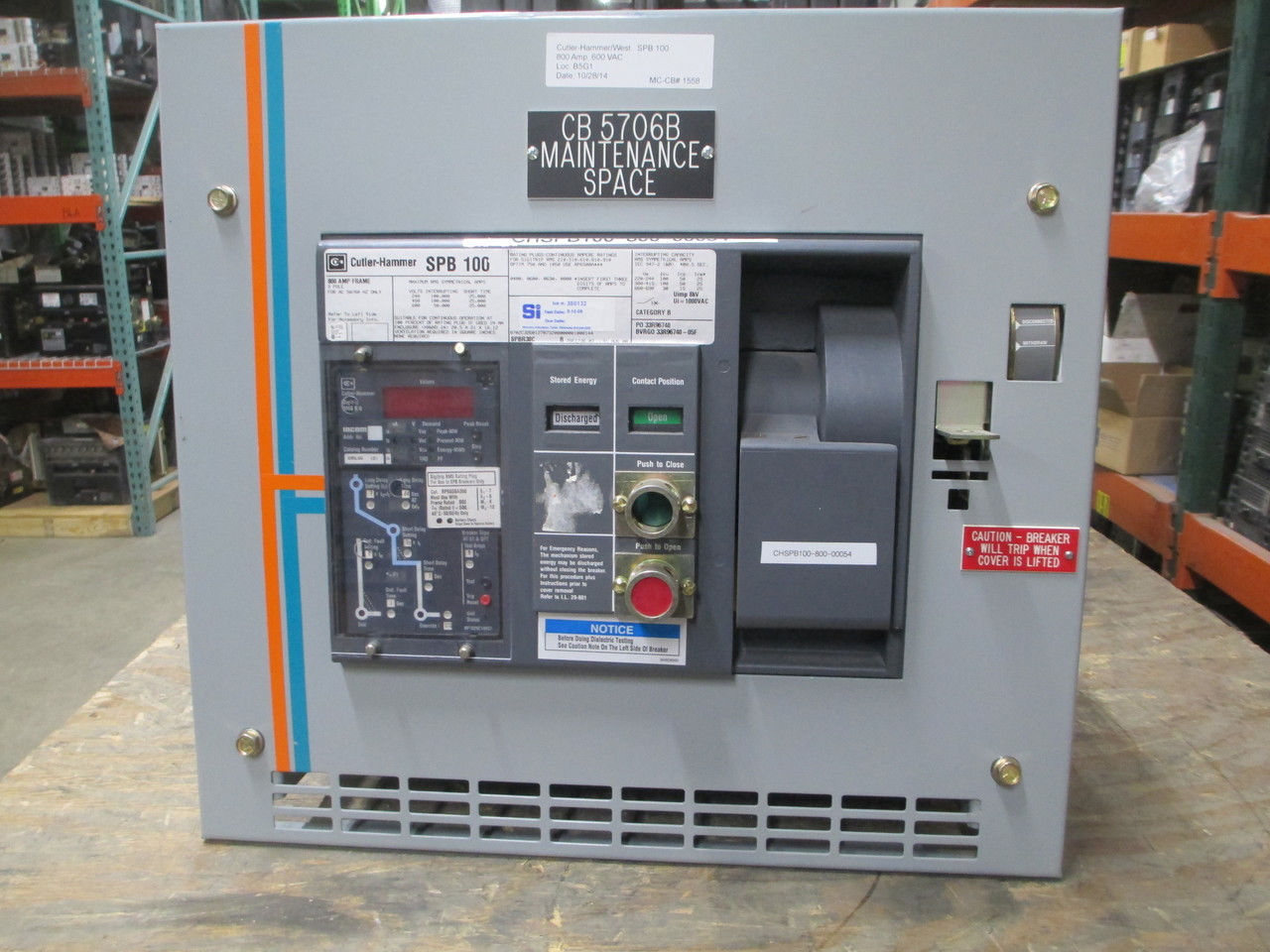 Picture of SPB100 Cutler-Hammer/Westinghouse Breaker 800 Amp 600 VAC M/O D/O