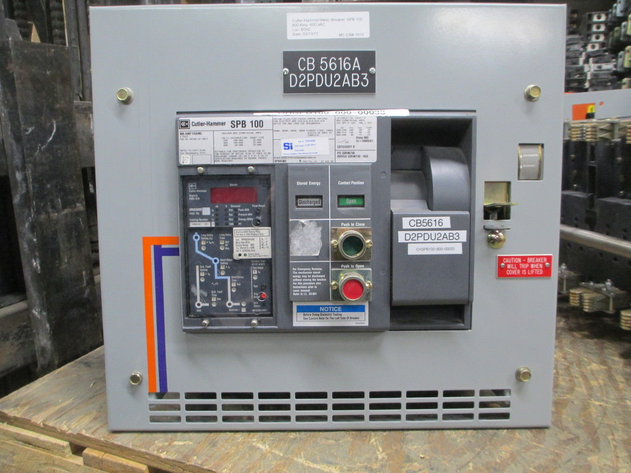 Picture of SPB100 Cutler-Hammer/Westinghouse Breaker 800 Amp 600 VAC M/O D/O