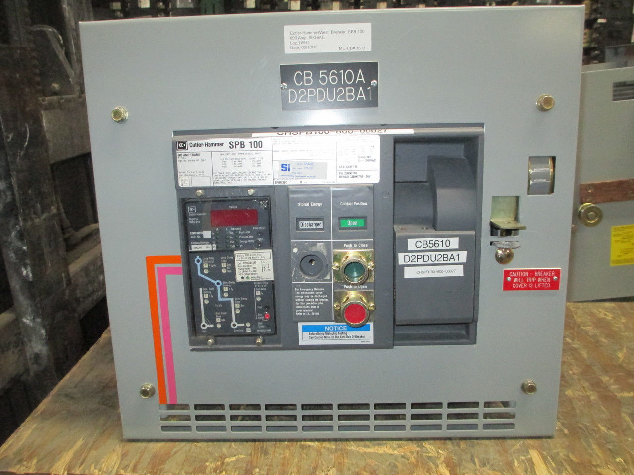 Picture of SPB100 Cutler-Hammer/Westinghouse Breaker 800 Amp 600 VAC M/O D/O