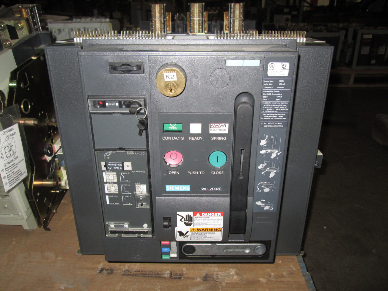 Picture of WLL2D320 Siemens 2000A Frame 2000A Rated 600V Power Circuit Breaker M/O D/O