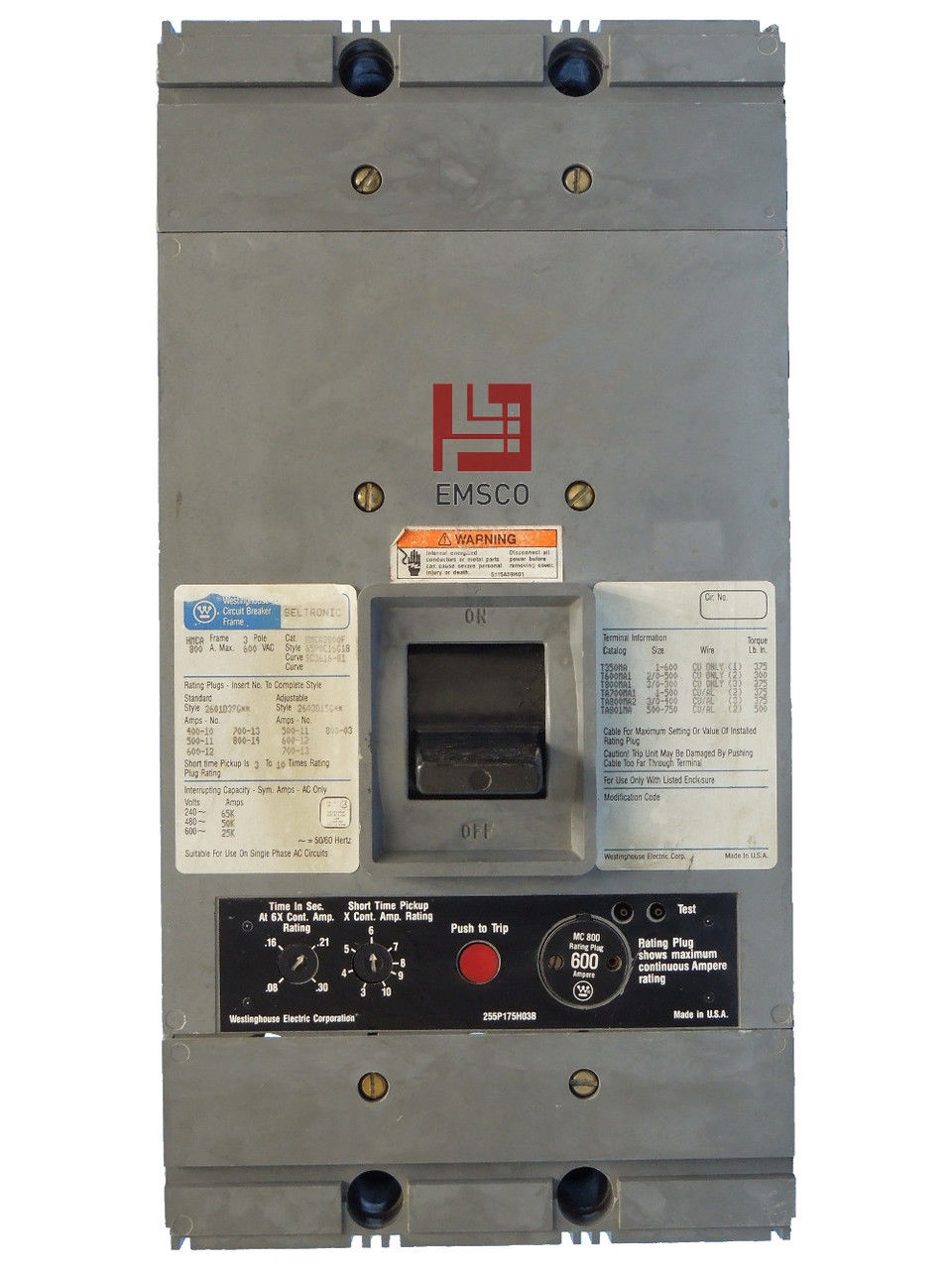 Picture of HMCA3800F Westinghouse Circuit Breaker