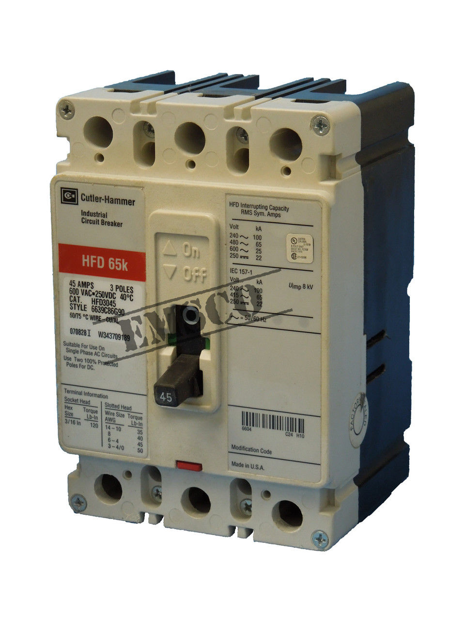 Picture of HFD3045 Cutler-Hammer Circuit Breaker