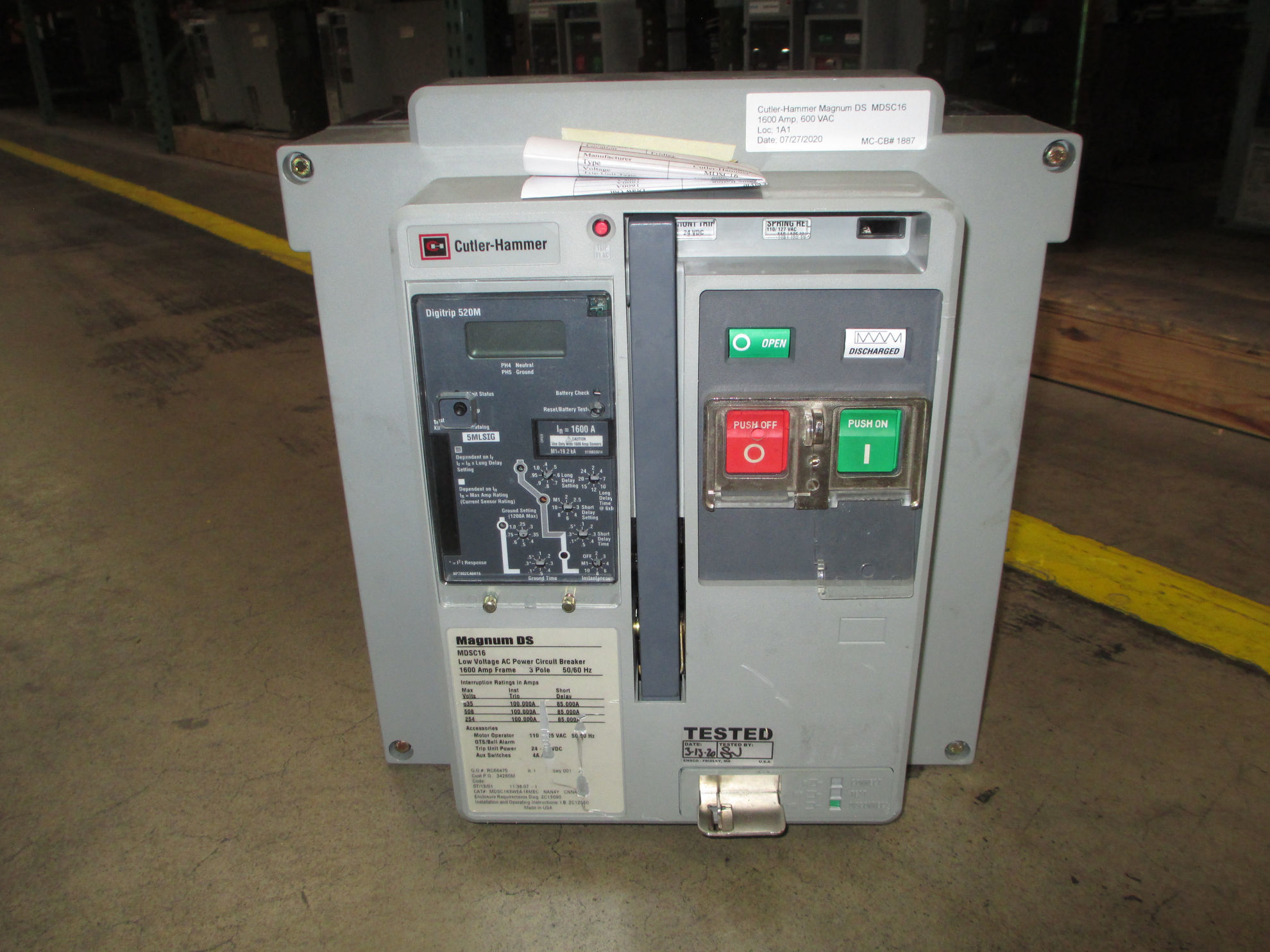 Picture of Cutler-Hammer Magnum DS MDSC16 Circuit Breaker 1600A Frame 635V E/O D/O