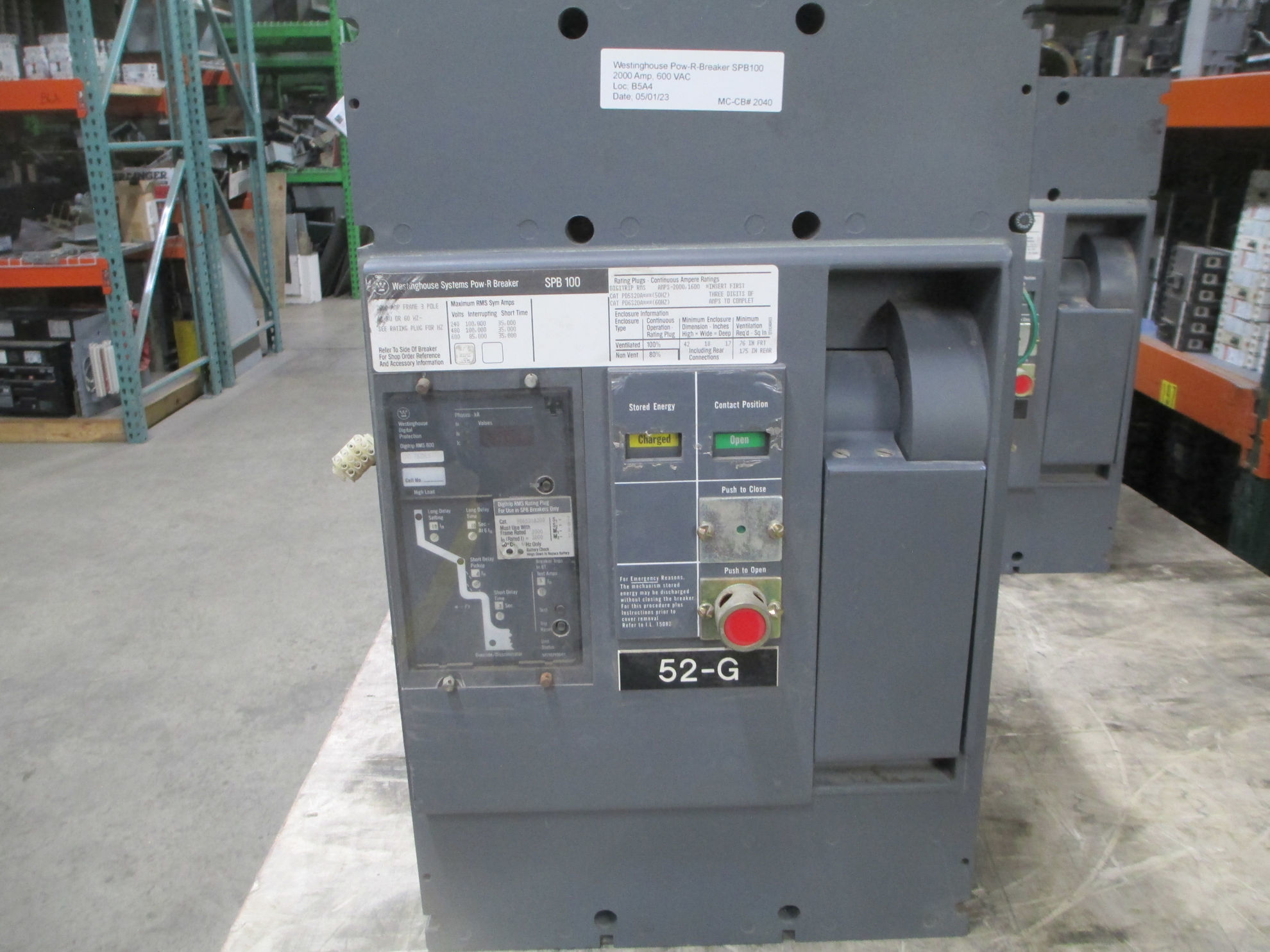 Picture of Westinghouse SPB100 Pow-R-Breaker 2000 Amp 600 Volt AC E/O