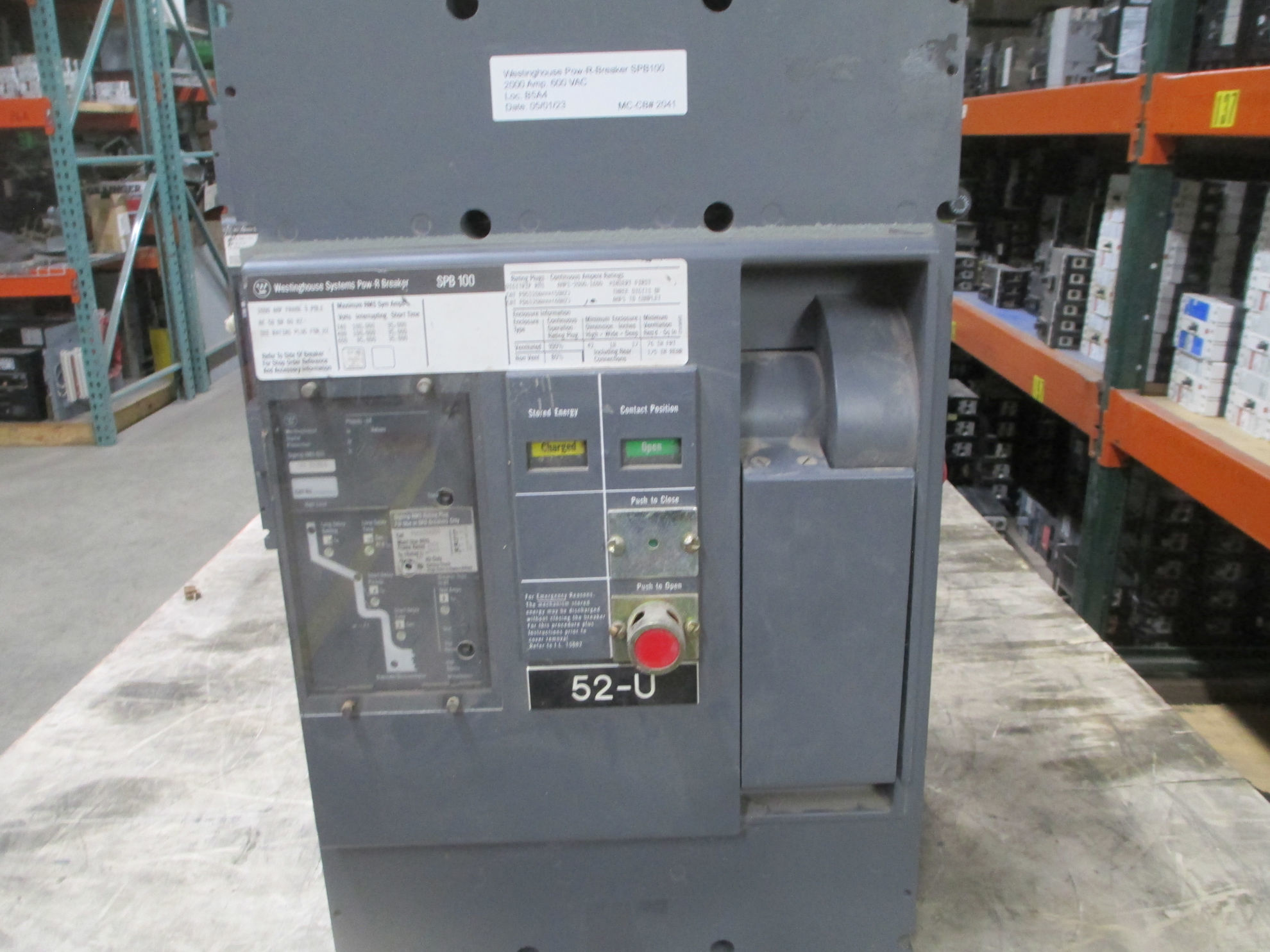 Picture of Westinghouse SPB100 Pow-R-Breaker 2000 Amp 600 Volt AC E/O