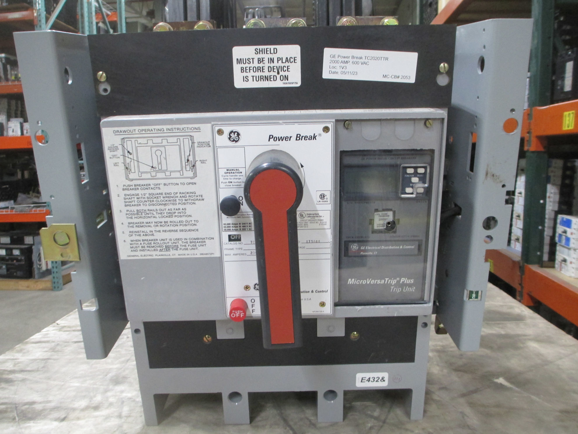 Picture of GE Power Break TC2020TTR Circuit Breaker 2000 Amp 600 Volt AC