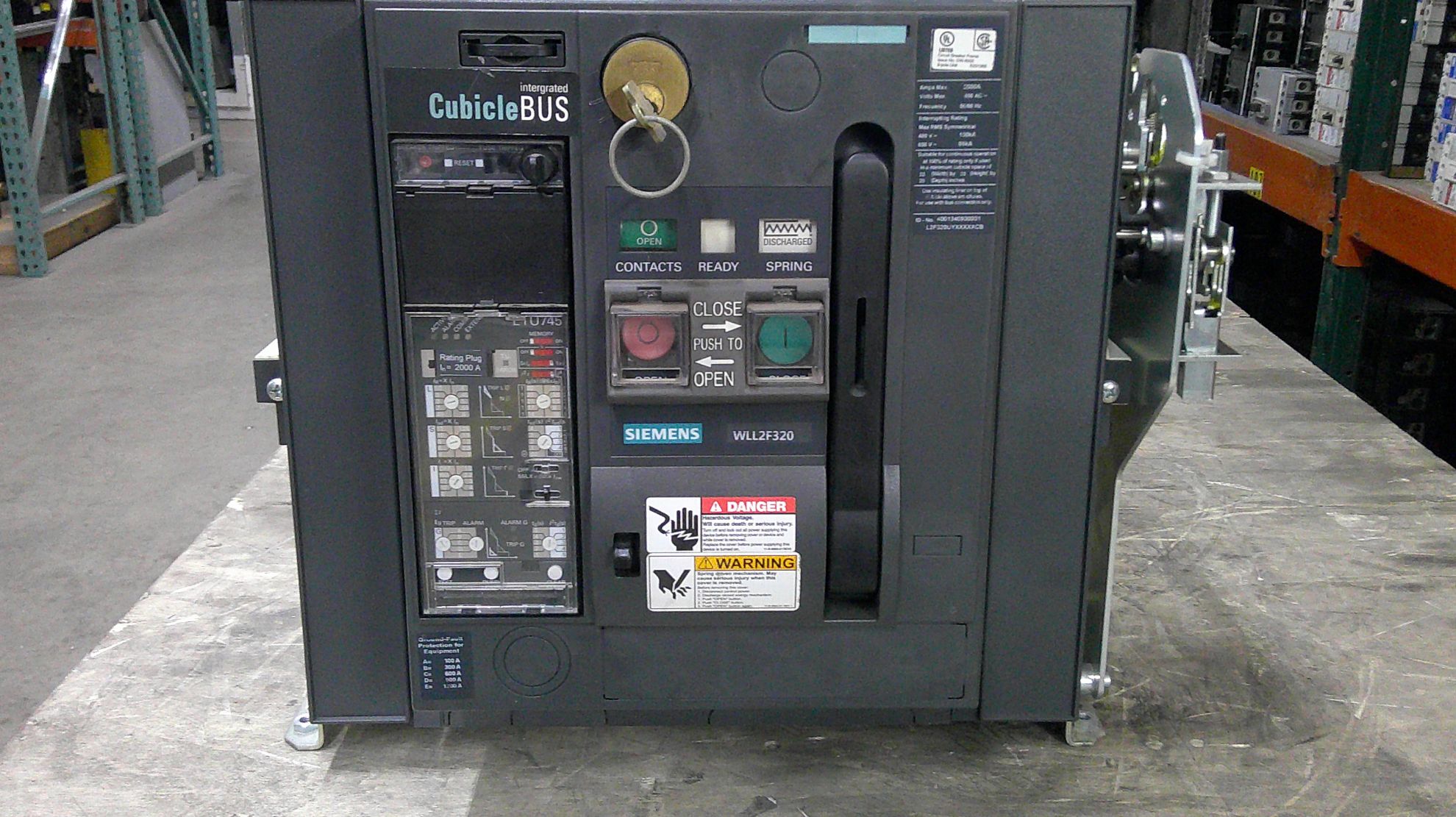 Picture of Siemens WLL2F320 Circuit Breaker 2000 Amp 600 Volt AC M/O D/O