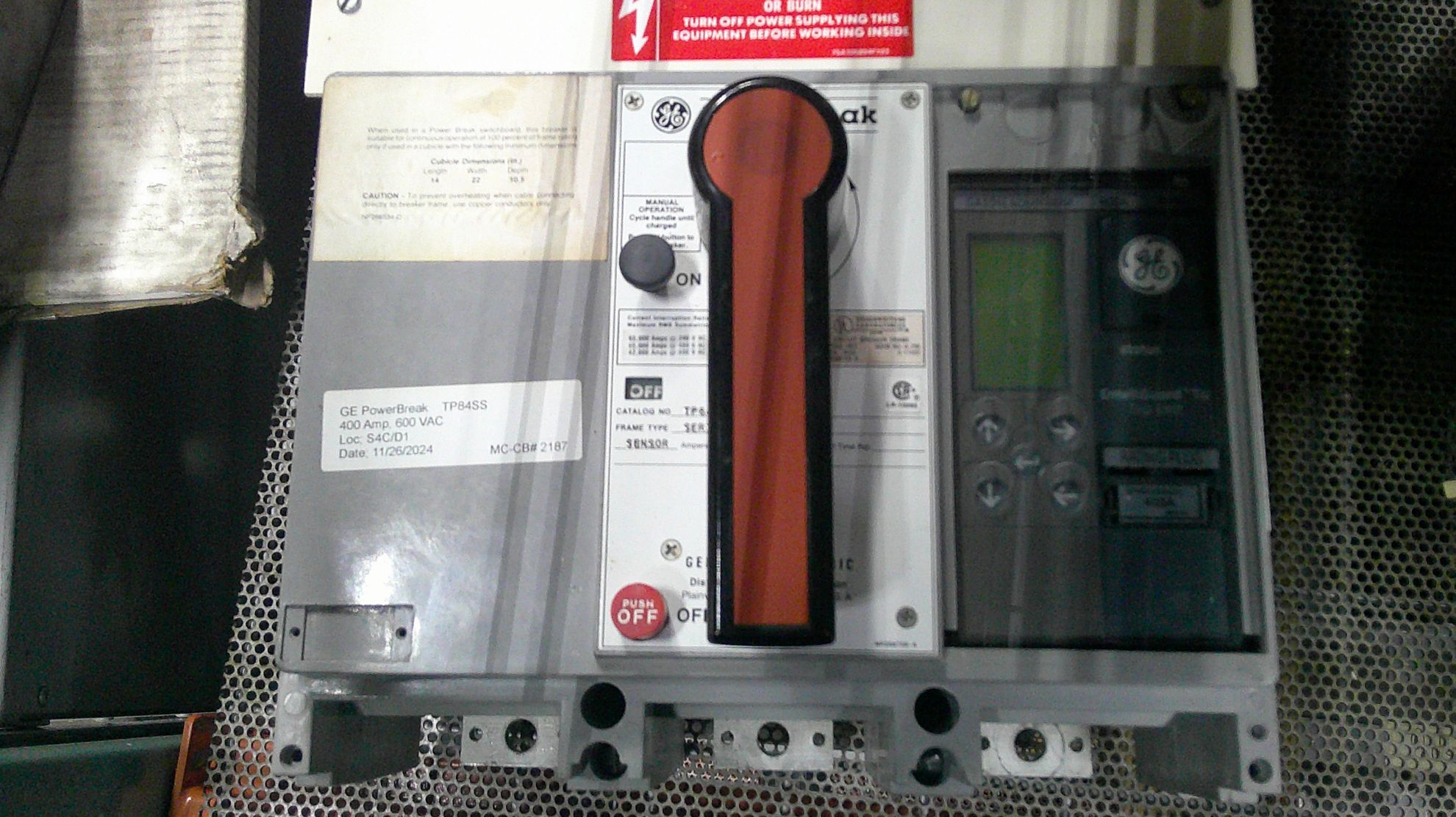 Picture of General Electric Power Break TP84SS 400 Amp 600 Volt AC M/O F/M