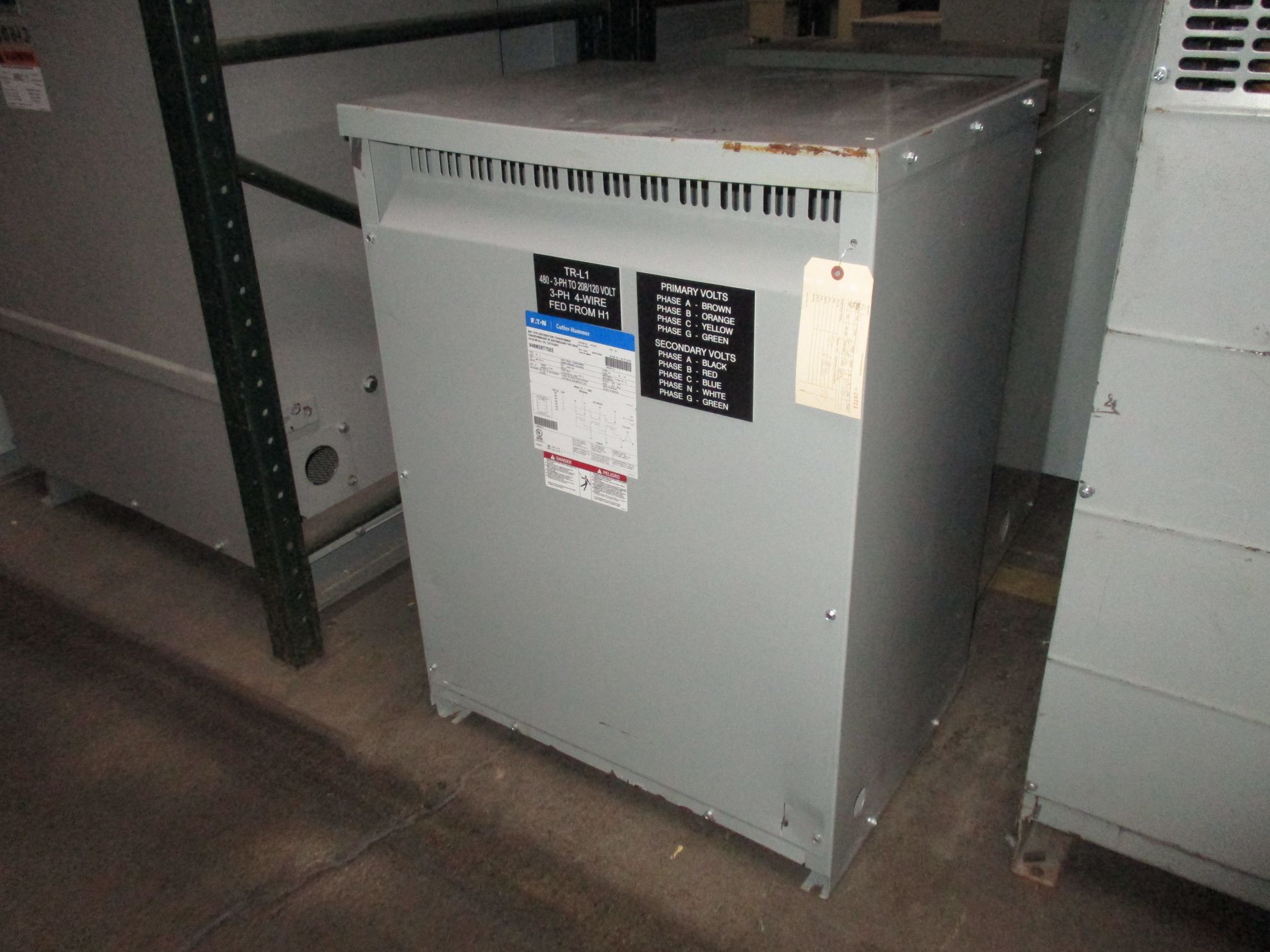 Picture of Eaton 75 KVA 480-208Y/120 Volt 3 Phase Low Voltage Dry Type Transformer R&G
